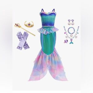 Girls Mermaid dress up dress with accessories
